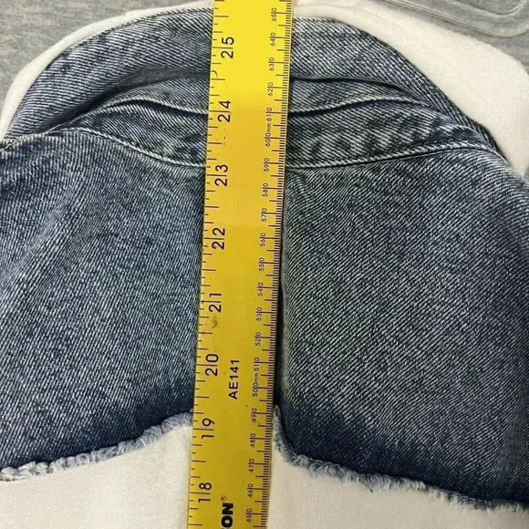 Bailey 44 Womens L Denim White Super Soft Stretchy Arms Hood Back Hidden Zipper - Picture 14 of 16